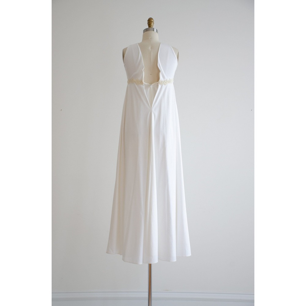 vintage wedding dress 60s Priscilla of Boston sleeveless minimalist white gown - Picture 4 of 10